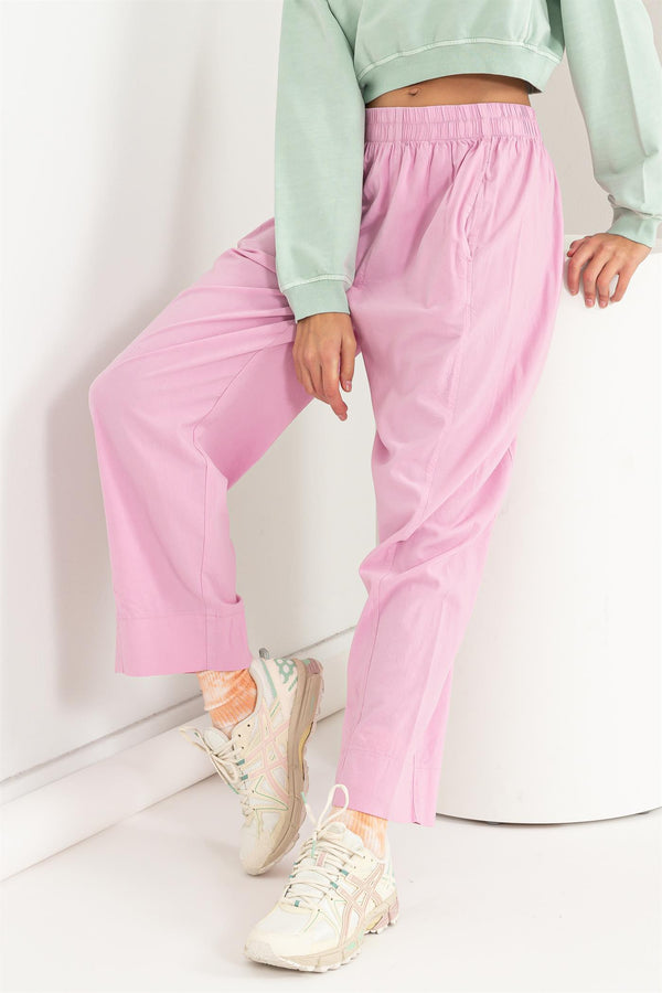 Elastic Waist Wide Leg Pant - Pink
