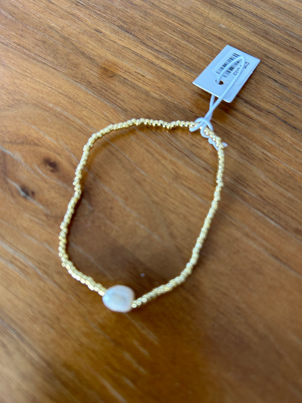 18K Gold Plated Stainless Freshwater Single Pearl Bracelet