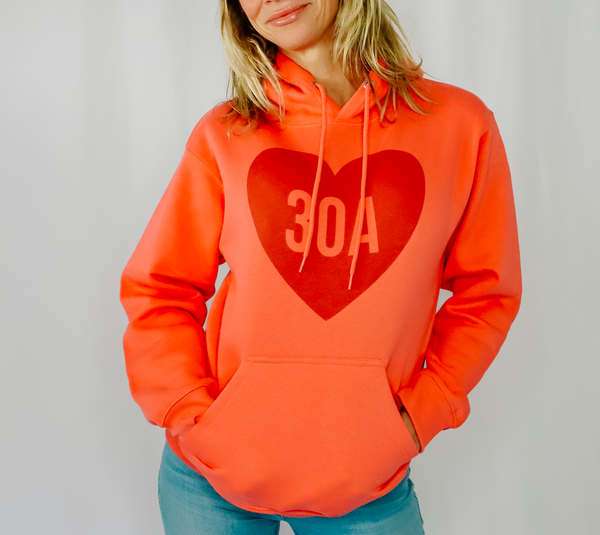 30A Heart Hoodie (Coral)