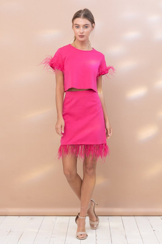 Hot Pink Bottom Feather Skirt
