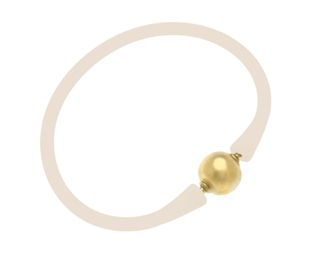 Bali 24K Gold Plated Ball Bead Silicone Bracelet