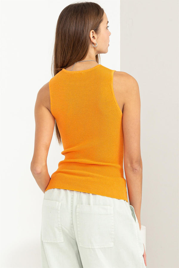 Sleeveless Knit Tank - Orange