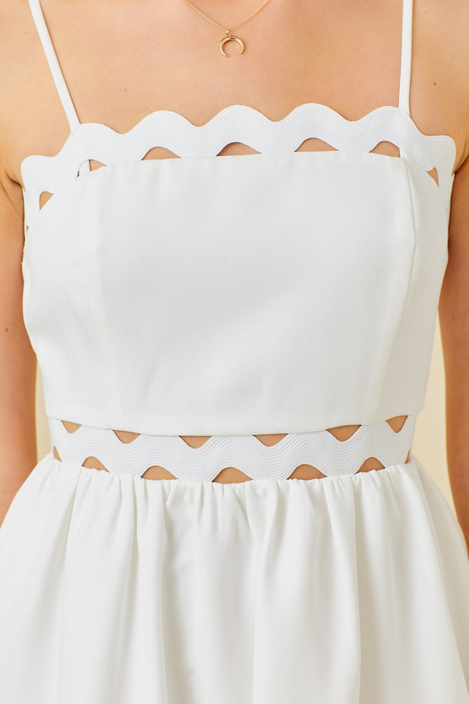 White Backless Bow Tie Strap Mini Dress