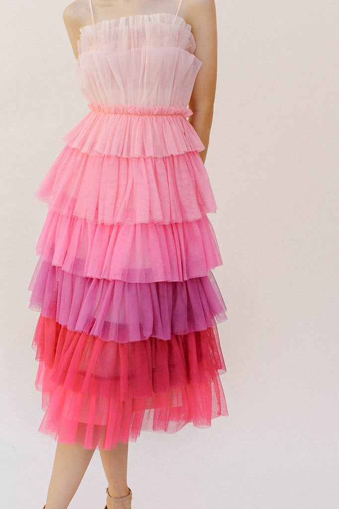 Pink Tulle Layered Dress