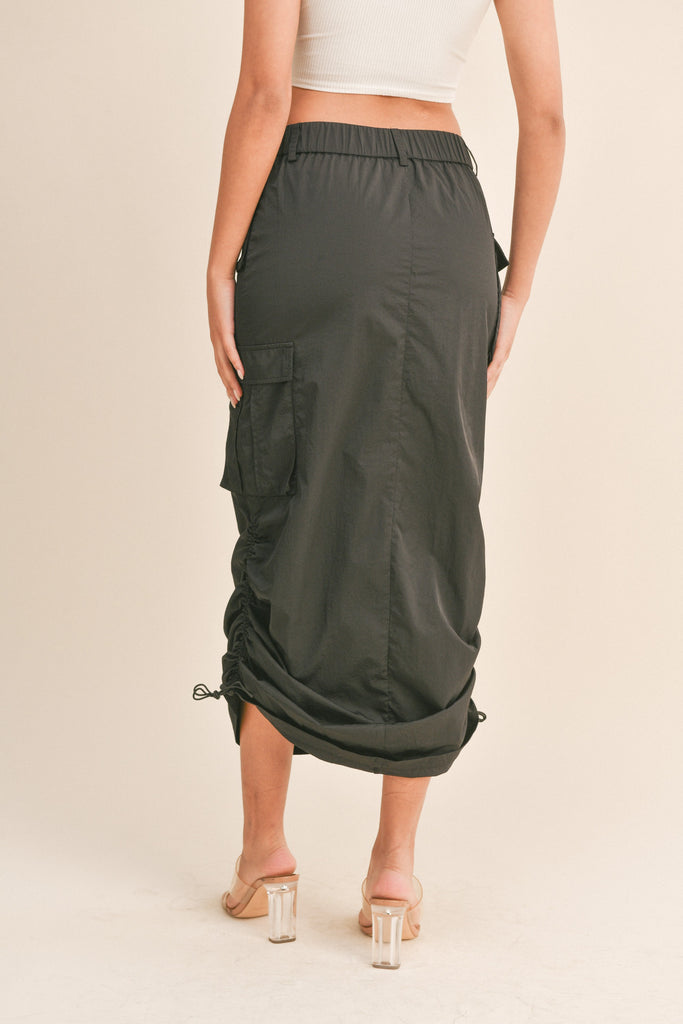 3 Pocket Adjustable Length Cargo Skirt - Black