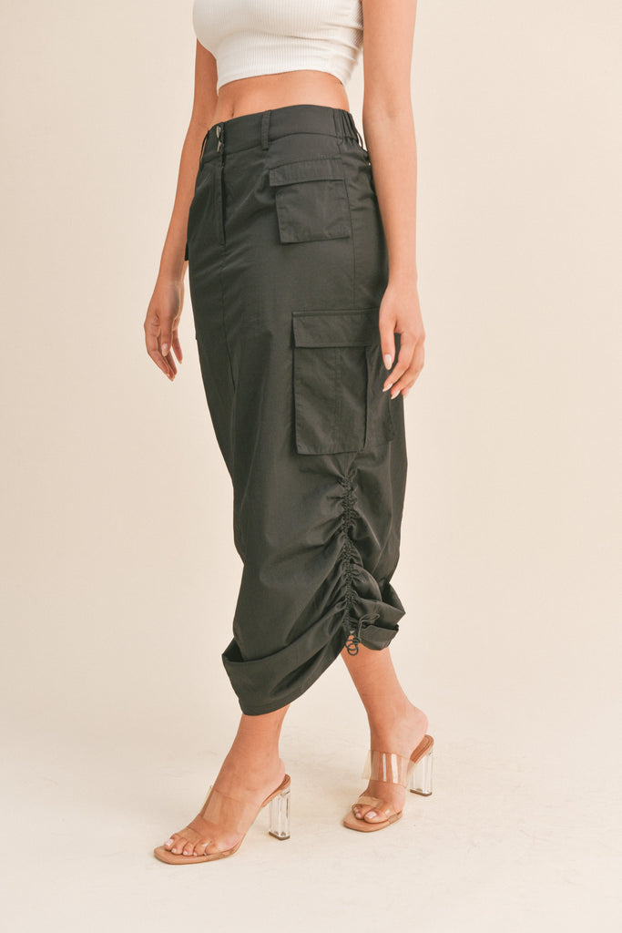 3 Pocket Adjustable Length Cargo Skirt - Black