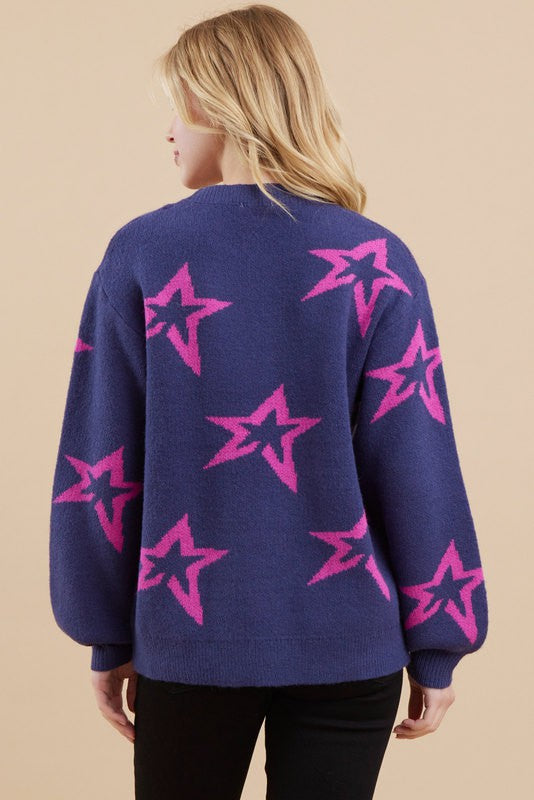 Superstar Sweater - Navy/Magenta