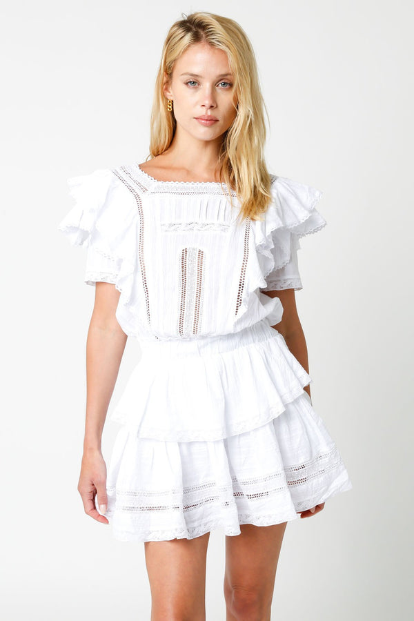 White Lace Trim Layer Dress