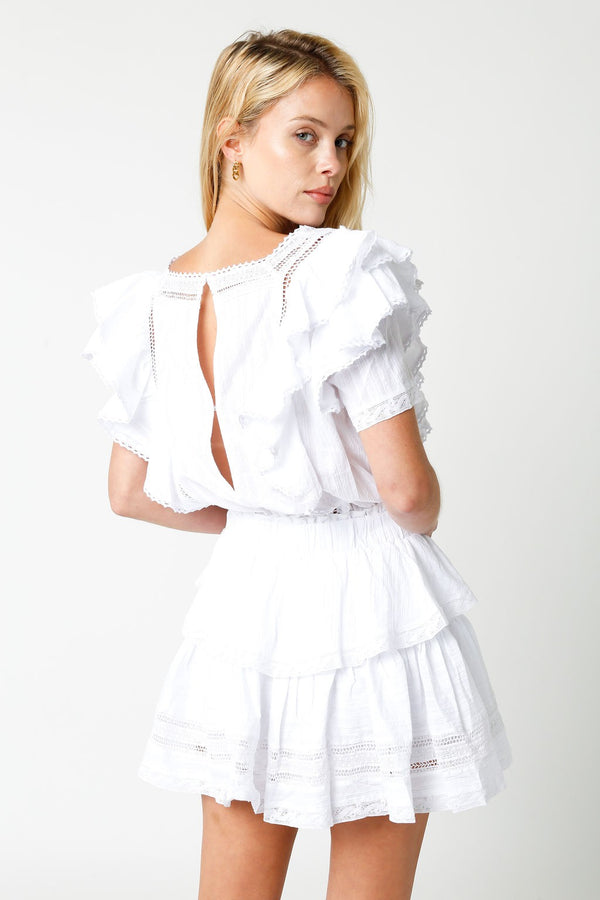 White Lace Trim Layer Dress