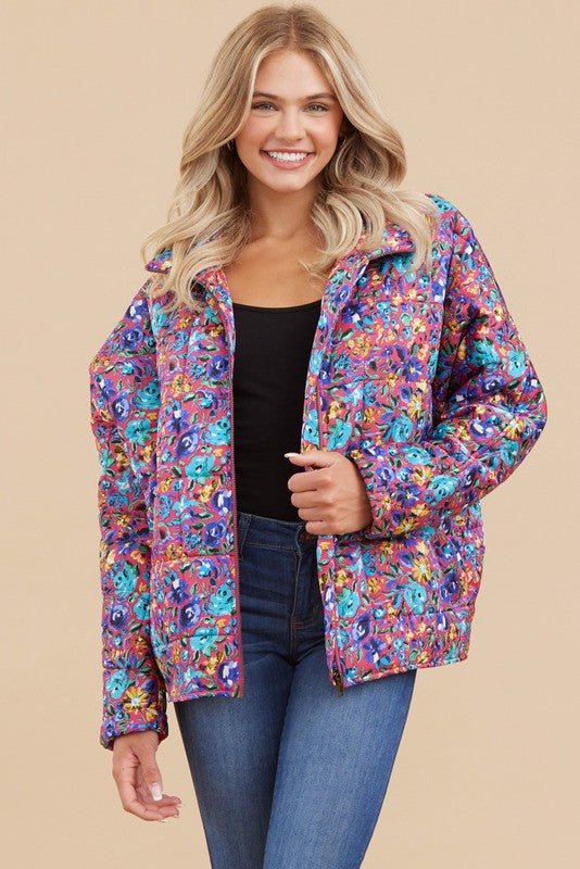 Bold Quilted Jacket - Fuchsia