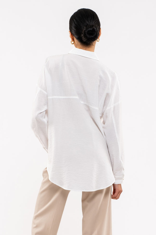 Oversized Collared Button Down Shirt - White