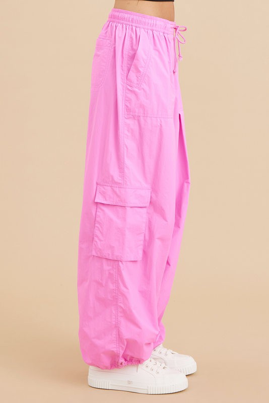 Pleasantly Pink Cargo Pant With Drawstring Waist