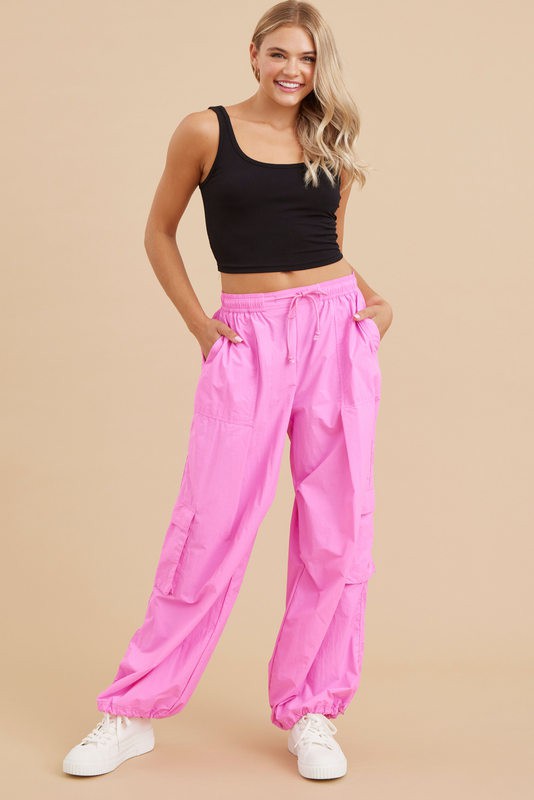 Pleasantly Pink Cargo Pant With Drawstring Waist