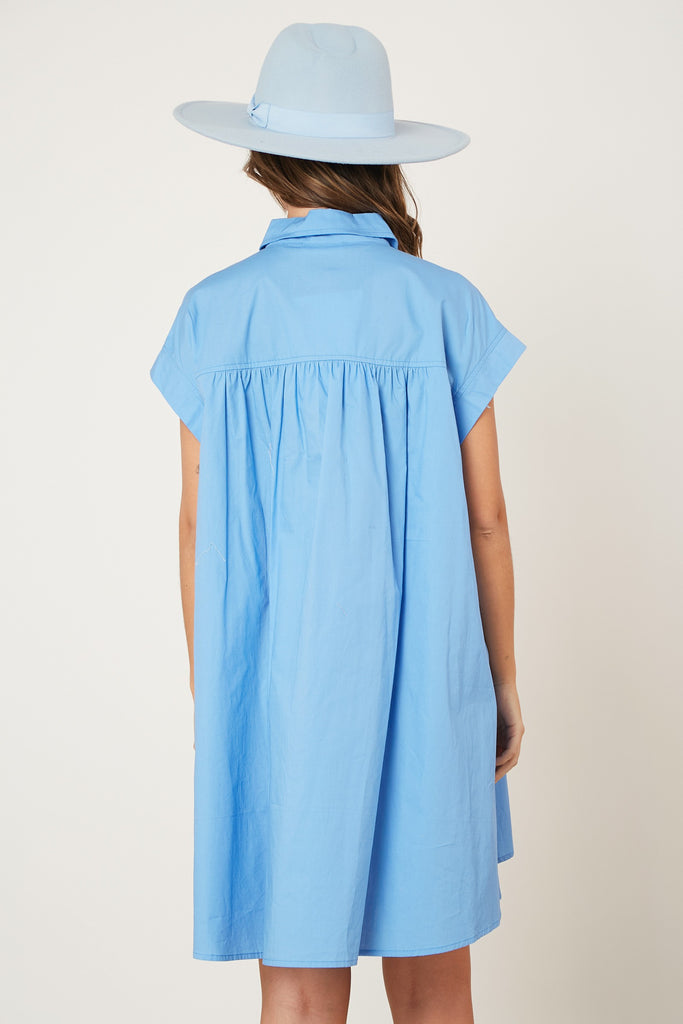 Blue Cheetah Sequin Shirt Dress