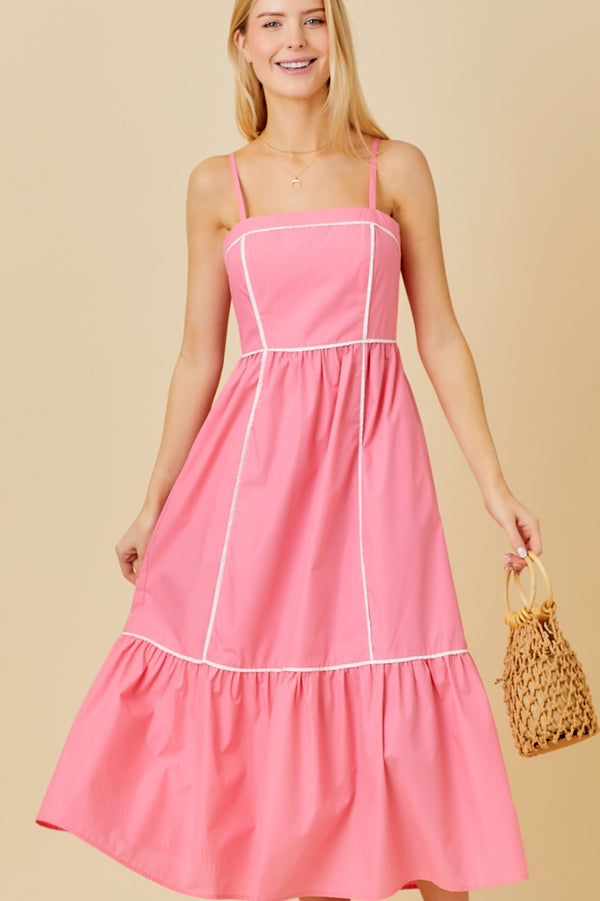 Coral Pink Midi Dress