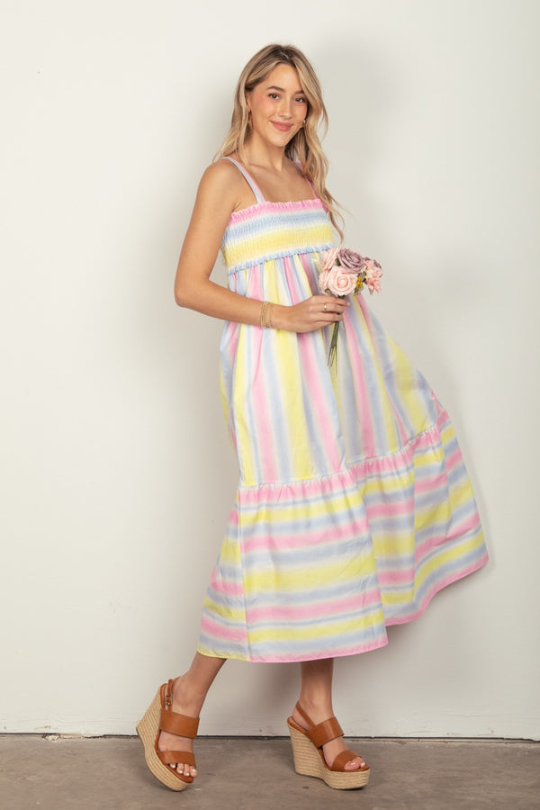 Pink/Multi Stripe Sleeveless Dress