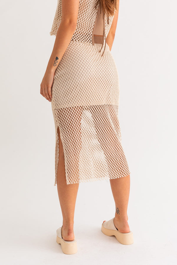 Natural Net Midi Skirt
