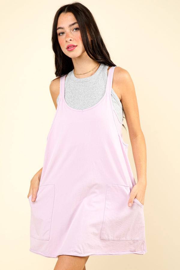Orchid Front Pockets Sleeveless Dress
