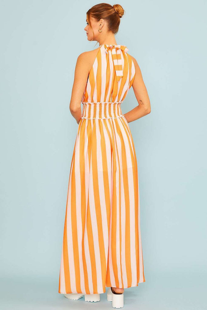 Orange/Pink Back Ribbon Stripe Dress
