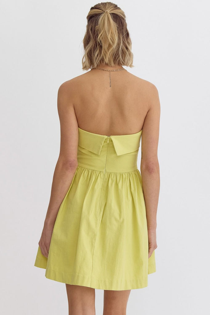 Lime Sleeveless Linen Blend Dress