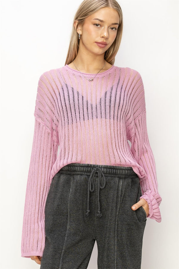 Pink LS Sweater Top