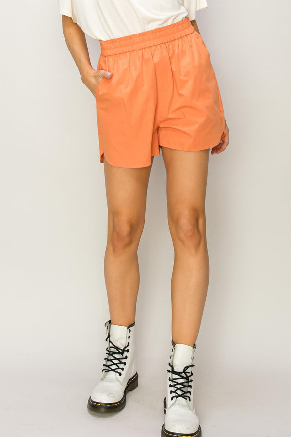 Elastic Waist Shorts - Orange