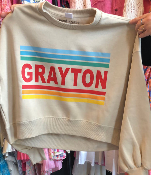 Grayton Stripe Crop Sweatshirt (Sand)