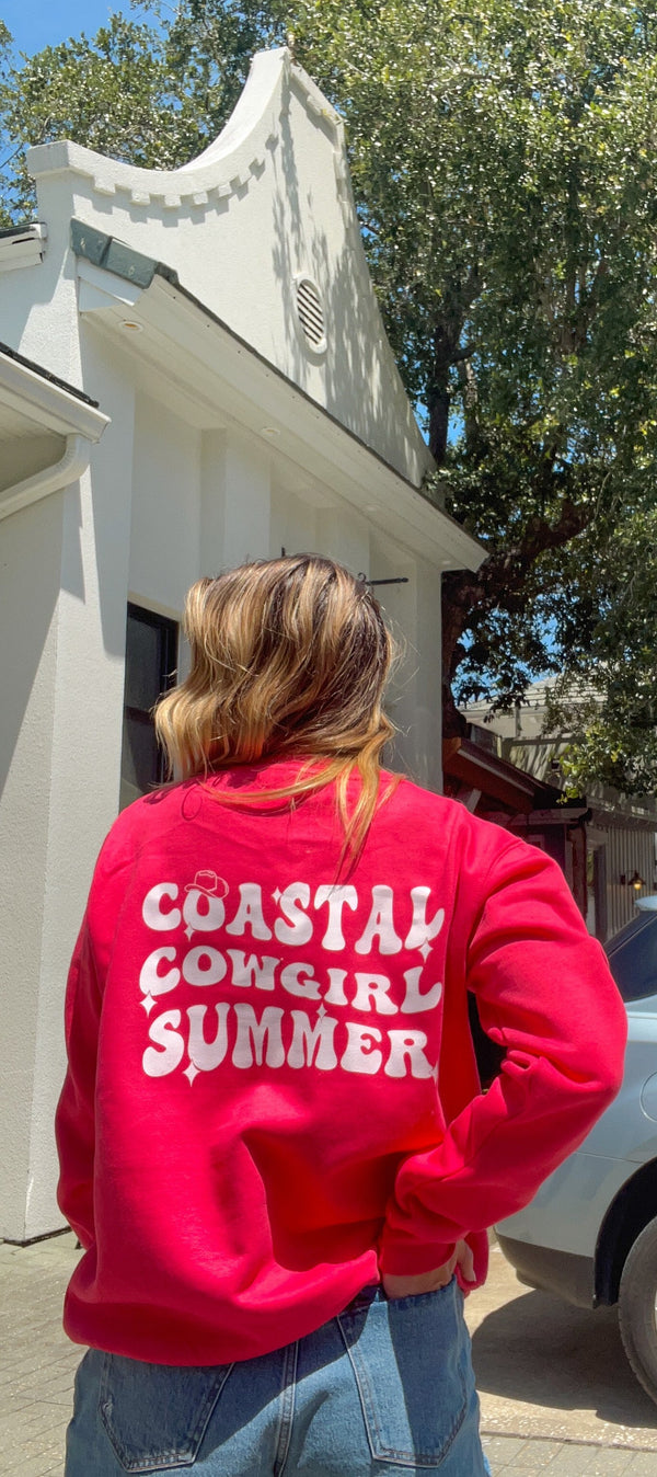 Coastal Cowgirl Summer Sweatshirt - Pink
