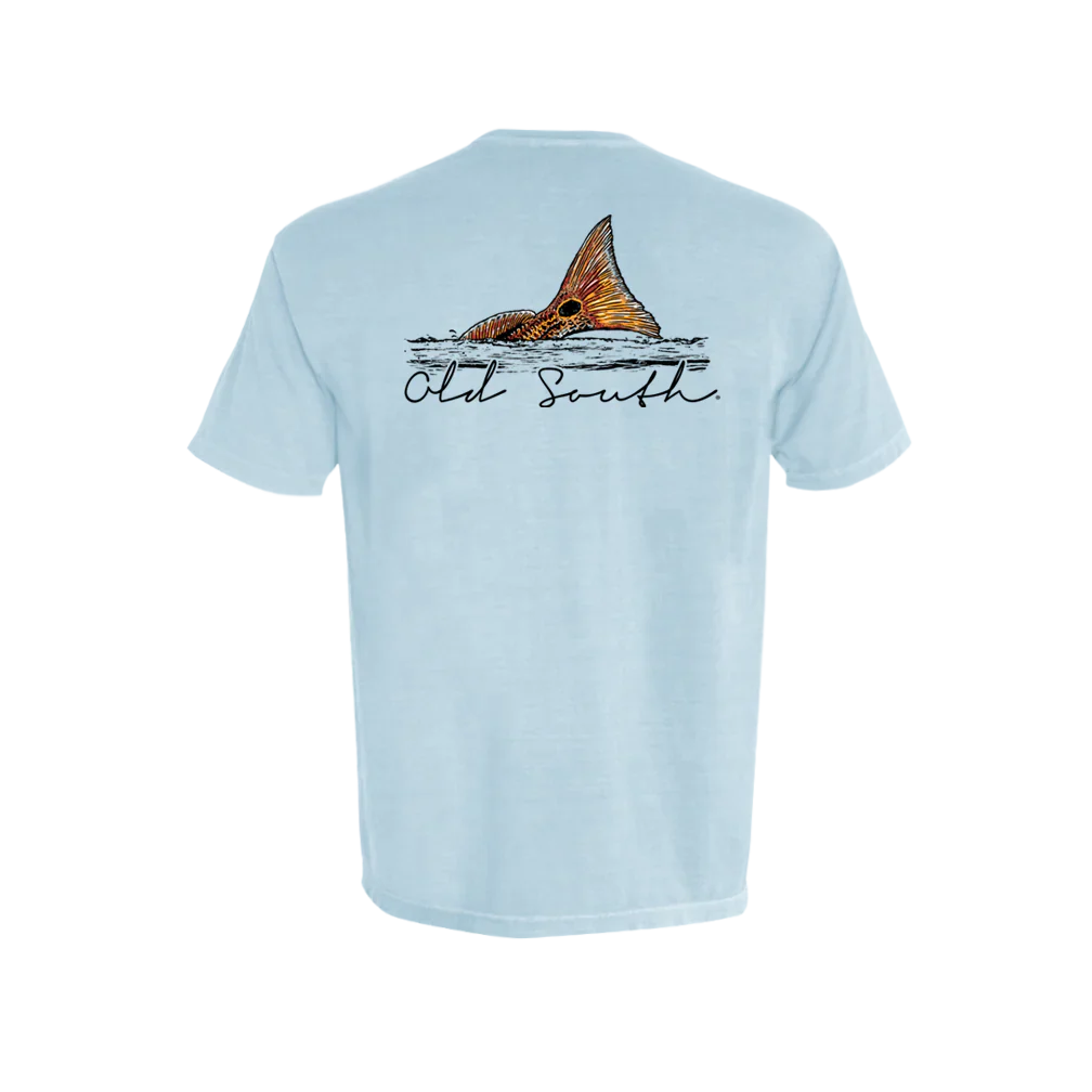 Red Fish Fin Tee - Chambray