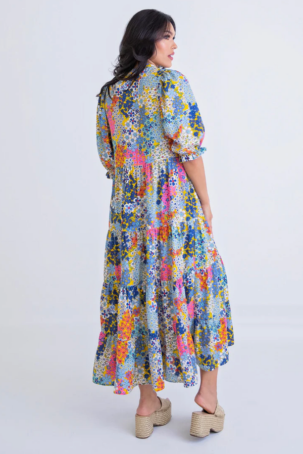 Floral Vintage Puff Sleeve Maxi Dress