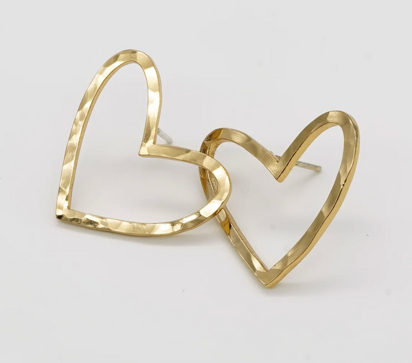 Hammered Hearts Stud Earring