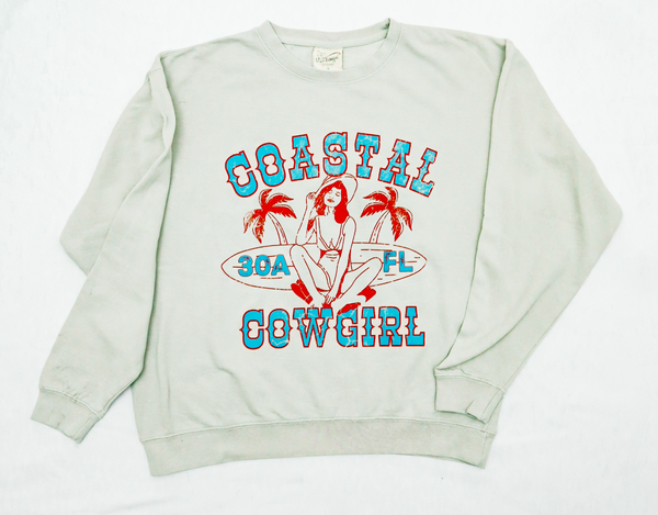 Retro Coastal Cowgirl Sweatshirt (Silver)