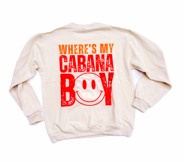 Where's My Cabana Boy Happy Face Sweatshirt - Natural