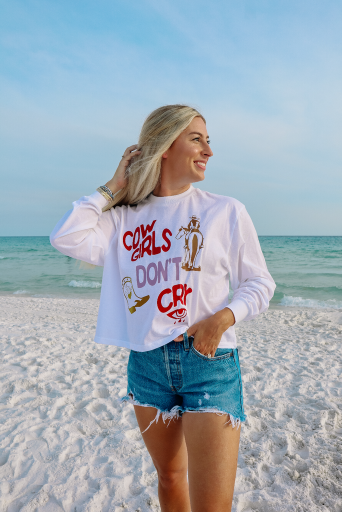 Cowgirls Don't Cry Long Sleeve Crop Tee