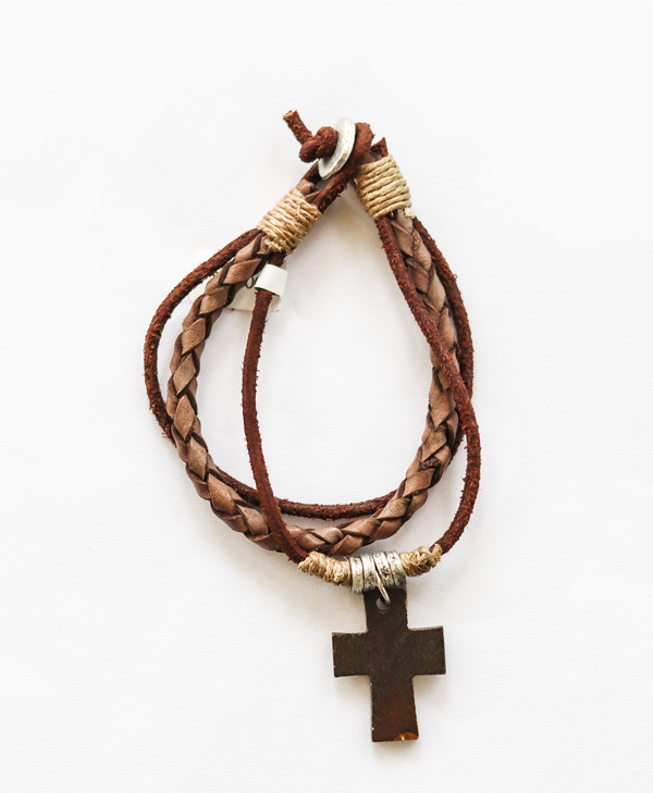 Leather Cross Bracelet