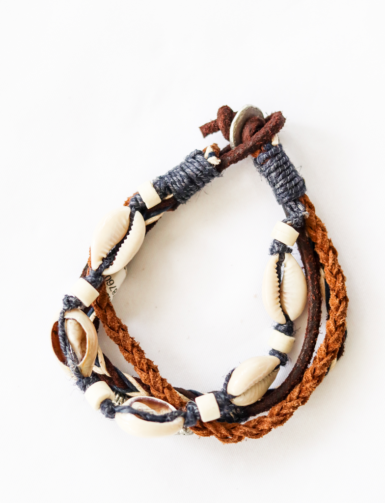 Leather and Shell Bracelet