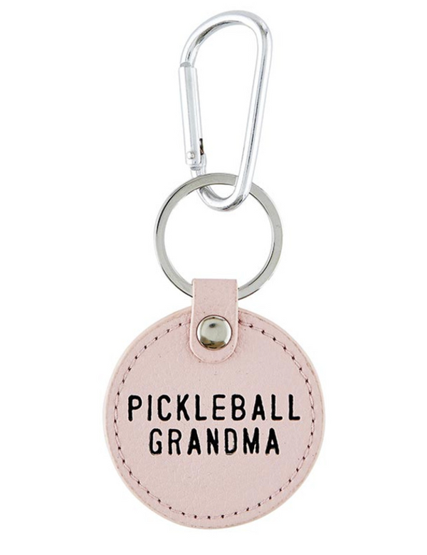 Round Leather Keychain - Pickleball Grandma