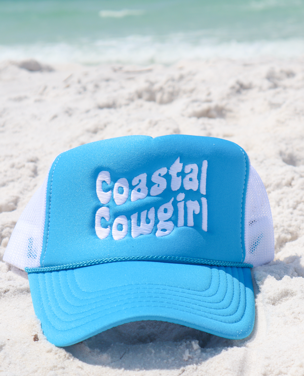Coastal Cowgirl Embroidered Hat - Blue/White
