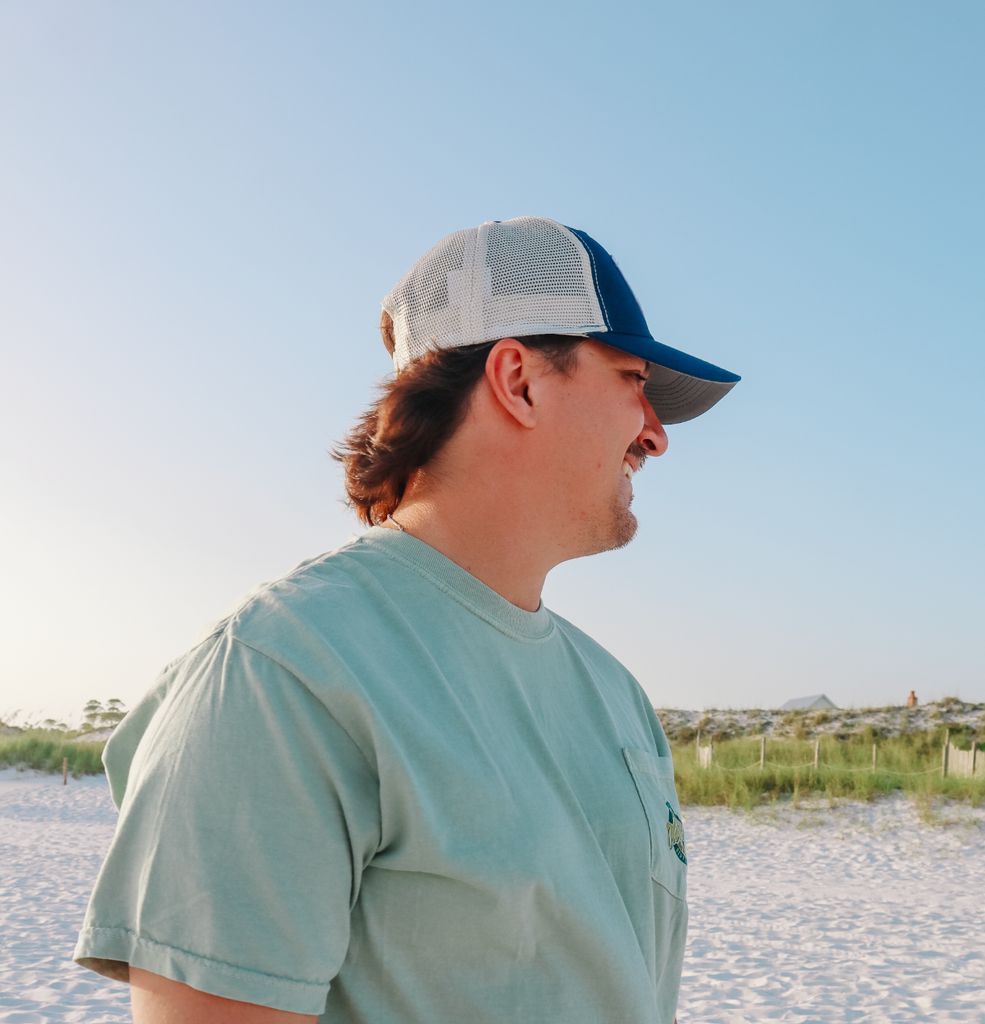 Barstool Sports Low Pro Trucker Patch Hat - Navy/Stone