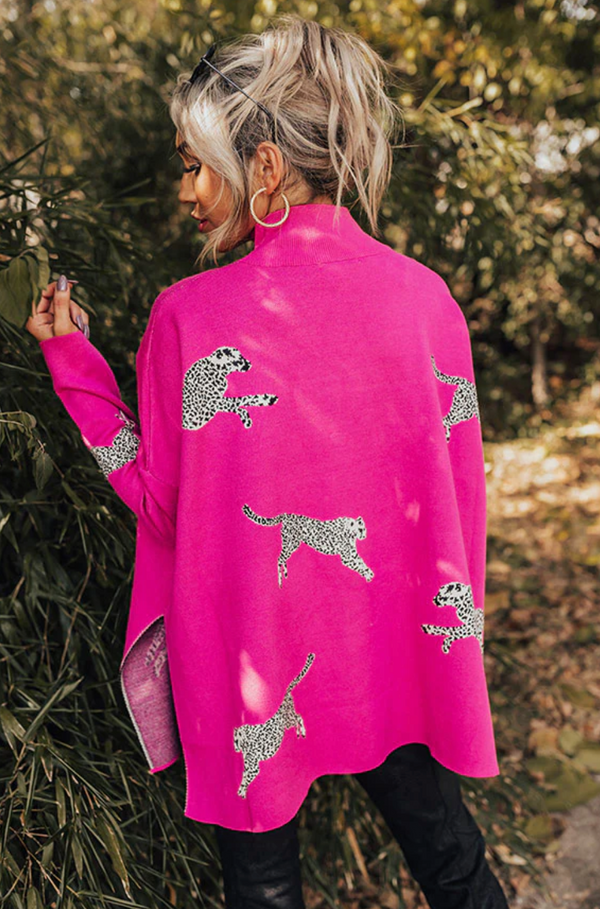 Leopard Sweater - Hot Pink