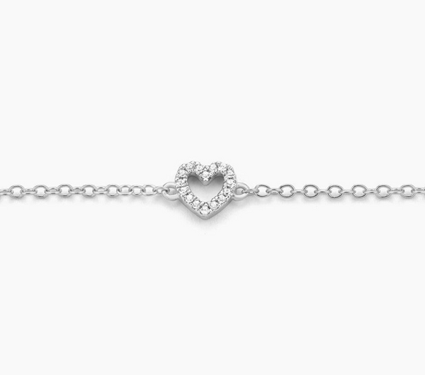 Petite Heart Chain Bracelet (Silver)
