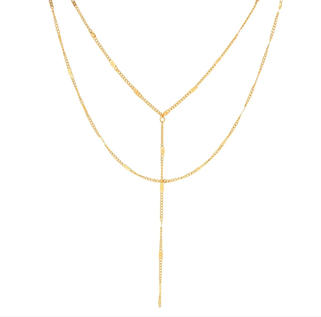 Gold Layered Y Necklace (Water Resistant)