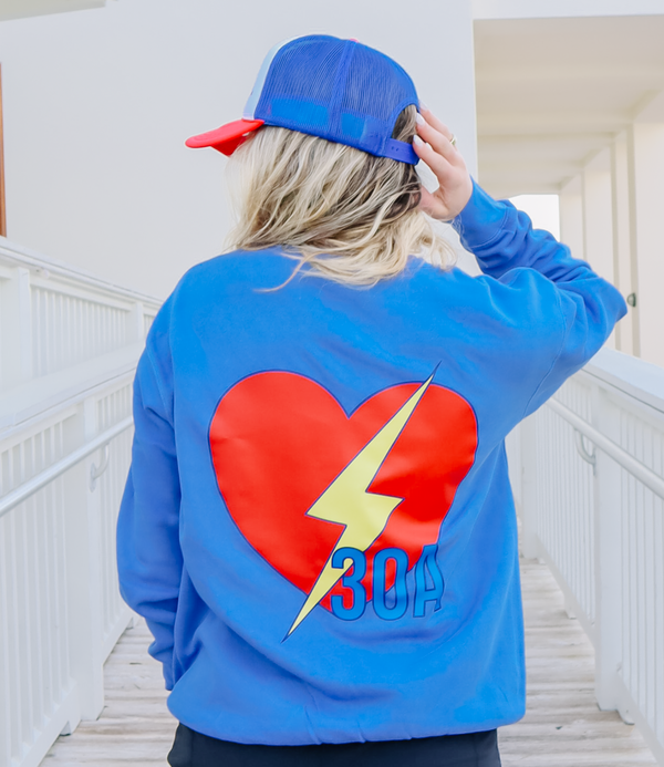 30A Lightning Heart Sweatshirt - Flo Blue