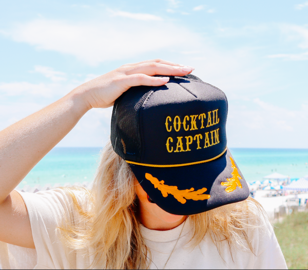 Cocktail Captain Embroidered Hat (Black)