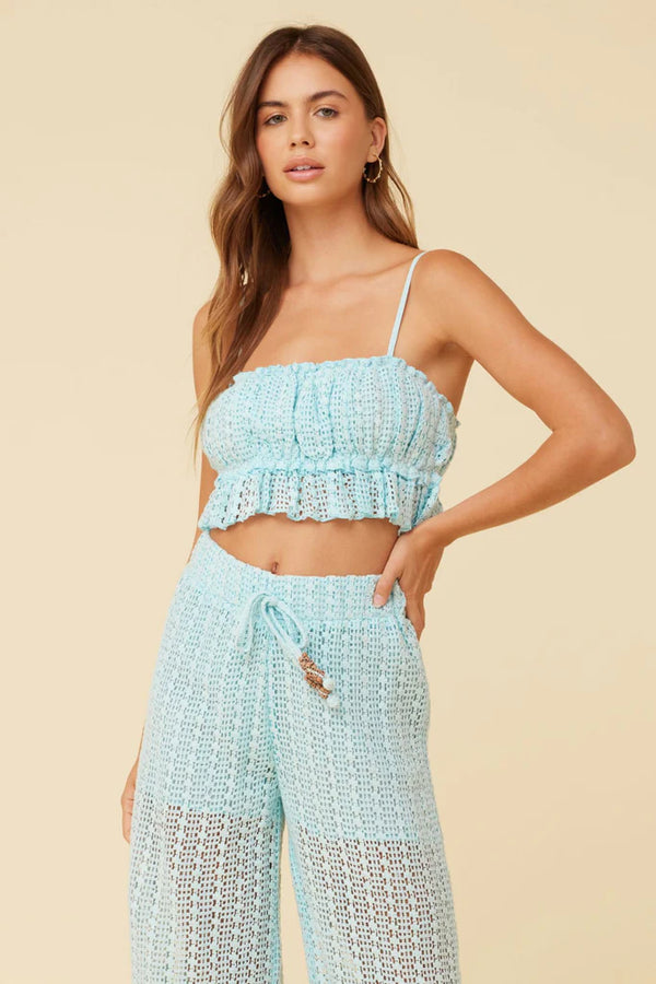 Tropical Blue Stripe Crochet Top