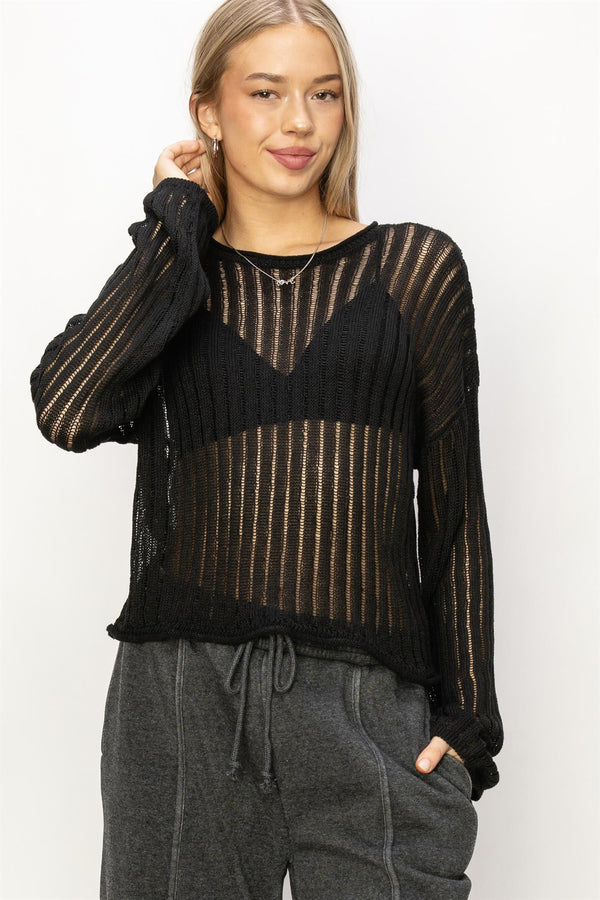 Black LS Sweater Top