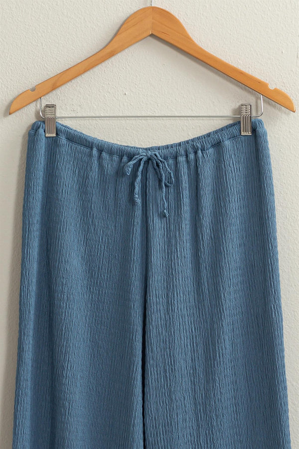 Crinkle Pants - Gray Blue