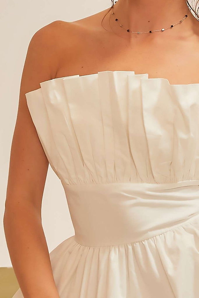 White Sleeveless Back Zipper Dress