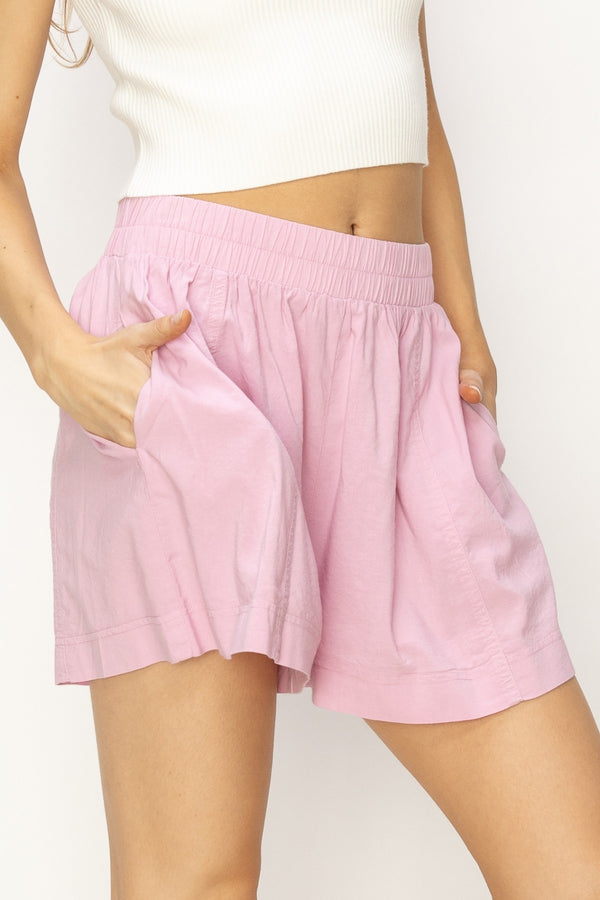 Elastic Waist Shorts - Pink
