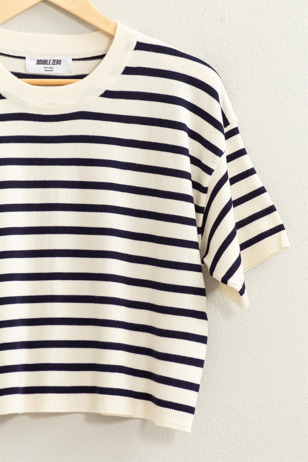Navy/Cream Stripe Sweater Top